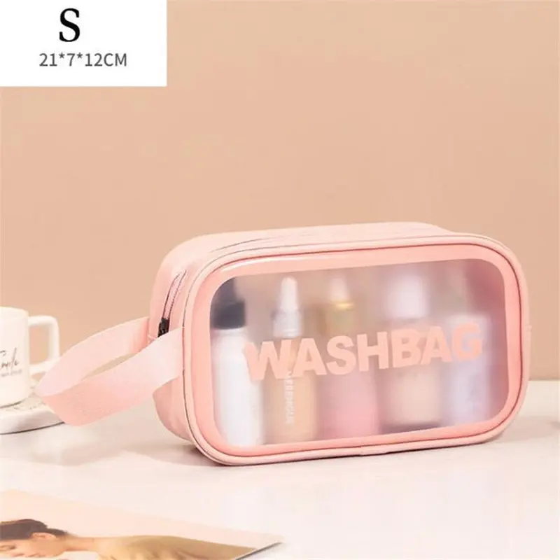 **(NET)**Multifunction Portable Pu Frosted Waterproof Cosmetic Bag / KC22-238 / KC23-211 / 2120Pink