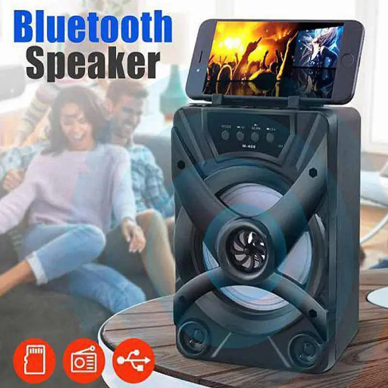 **(Net)**Portable Super Bass Wireless Bluetooth Speaker With Micro SD/TF/USB Flash And FM Radio Support, Assorted Color, M408Fuchsia