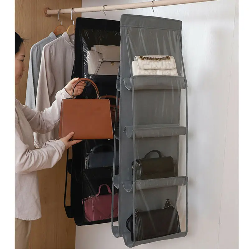 8 Pocket Foldable Multipurpose Hanging Bag Storage Shelf Bag Hanger Closet Hanger / 71986 / 48525Black