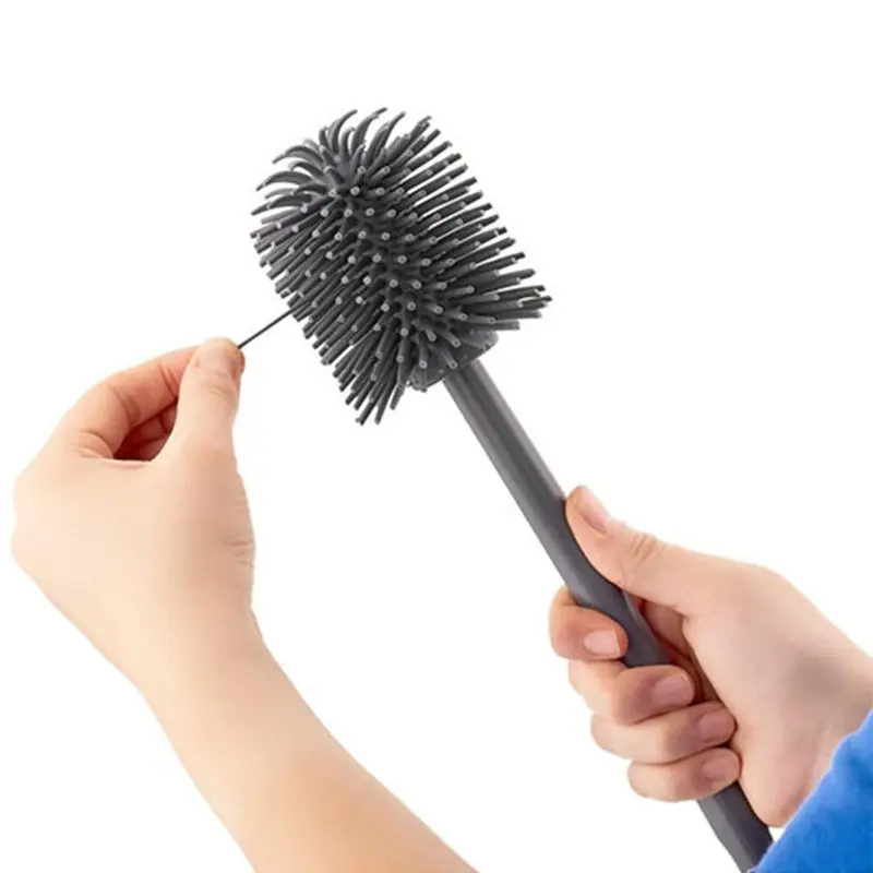 ATA HOME Silicone Wc Toilet Brush With HolderBlack / Square