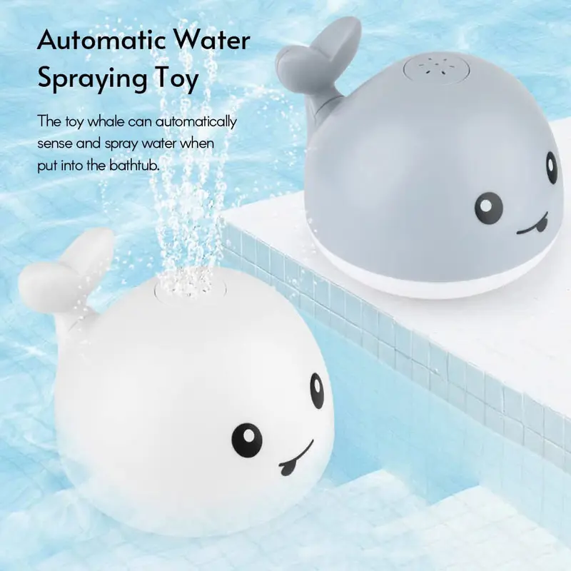 Baby Bath Toys with LED Light Whale Automatic Spray Water Bath ToyGrey