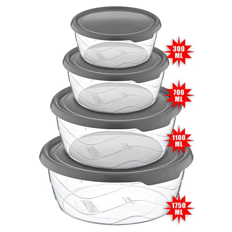 Beehome Round Storage Box Set (4 Pcs) - Secure and Versatile Food Storage Solution
