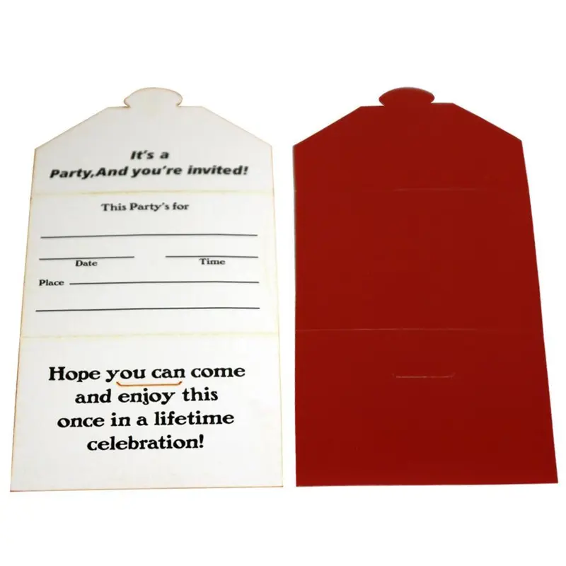 Birthday- Colored Invitation Cards (10 Pcs) / AB-124Red