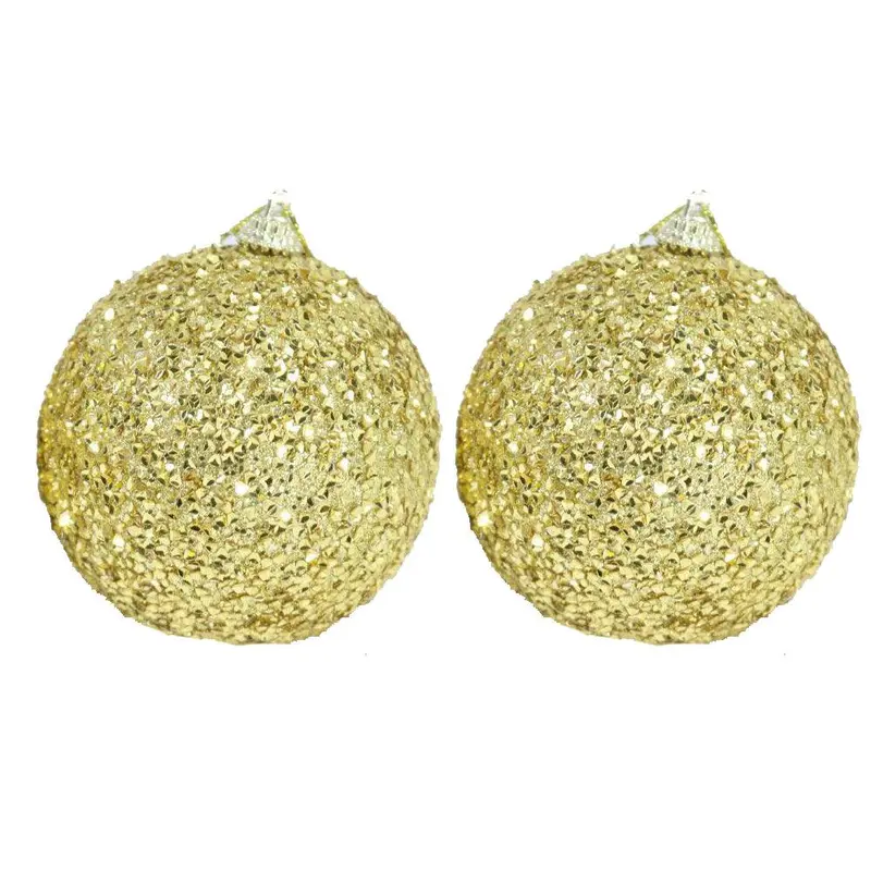 Christmas Gold Glittered Ball 10 cm Tree Decoration Set (2 pcs)