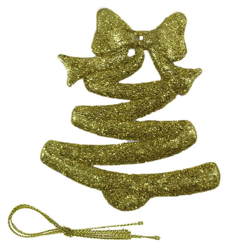Christmas Glitter Tree Decoration (2 Pcs)Gold