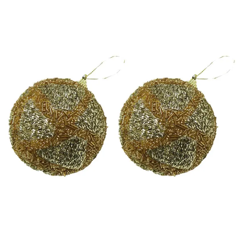 Christmas Gold Sprinkle Ball 10 cm Tree Decoration Set (2 pcs)