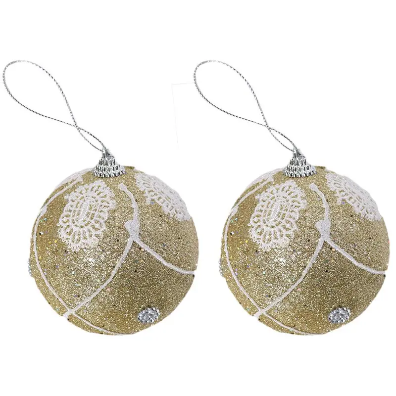 Christmas Gold & White Ball 10 cm Tree Decoration Set (2 pcs)