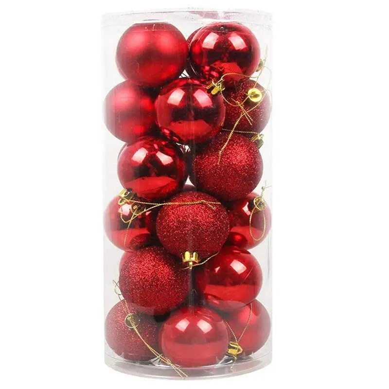 Christmas Red Glitter and simple Decoration Balls 4cm (20 Pcs) / 52027