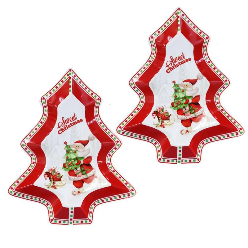 Christmas Serving Porcelain Plates Tree Shaped *2 / D-572