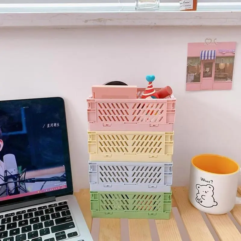 Collapsible Pastel Storage Crates SmallWhite