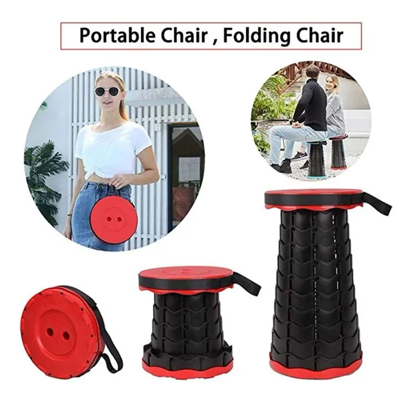 Collapsible Portable Folding Rectractable StoolBlack
