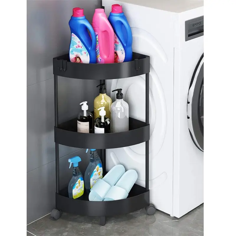 Corner Storage Rack, 3Layers Rational Use Of Corner Space Get Rid Of ClutterBlack