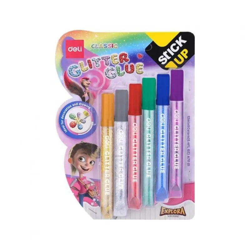 Deli A71101  Glitter Glue 6 pcs