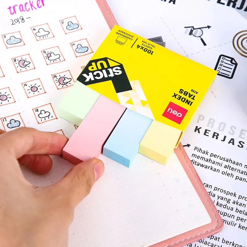 DELI A11002 PAPER INDEX TABS 76 x 19 MM 400 SHEETS 4 Colors
