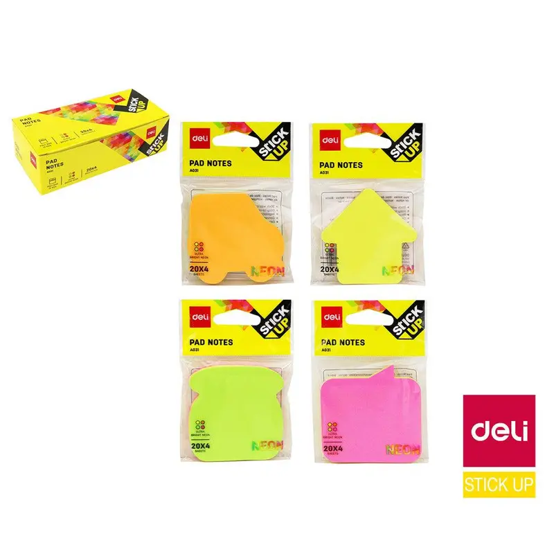 Deli EA03102 Shapes Sticky Notes, 76 x 76mm 80 Sheets