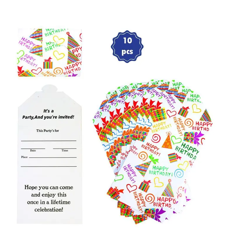 Happy Birthday - Invitations Cards (10 pcs ) / AB-111