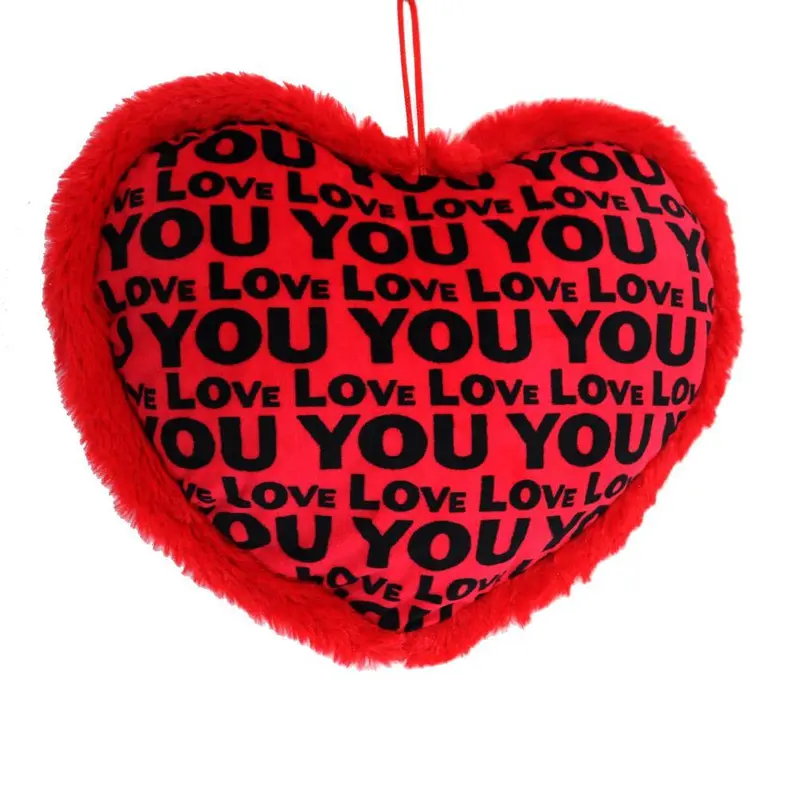 Heart shaped Love You Plush PillowRed