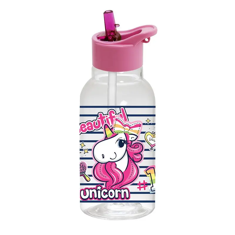 Herevin Decorated Water Bottle with Straw - Unicorn