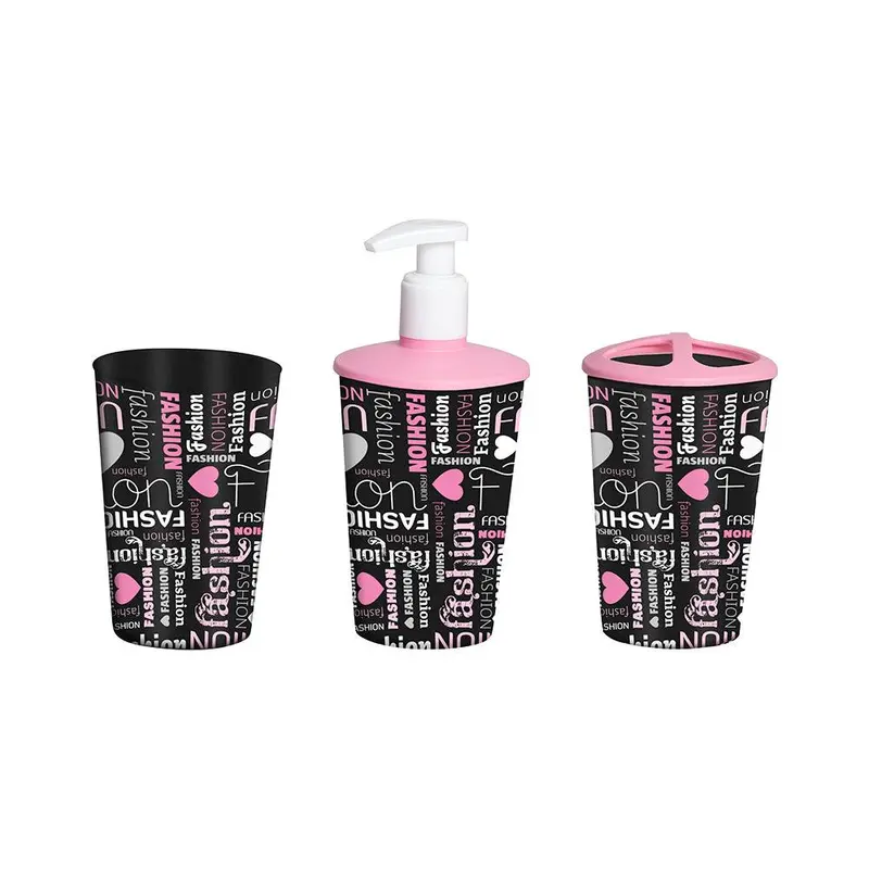 Herevin Patterned Toothbrush Liquid Soap Dispenser Bathroom Set / Fashion