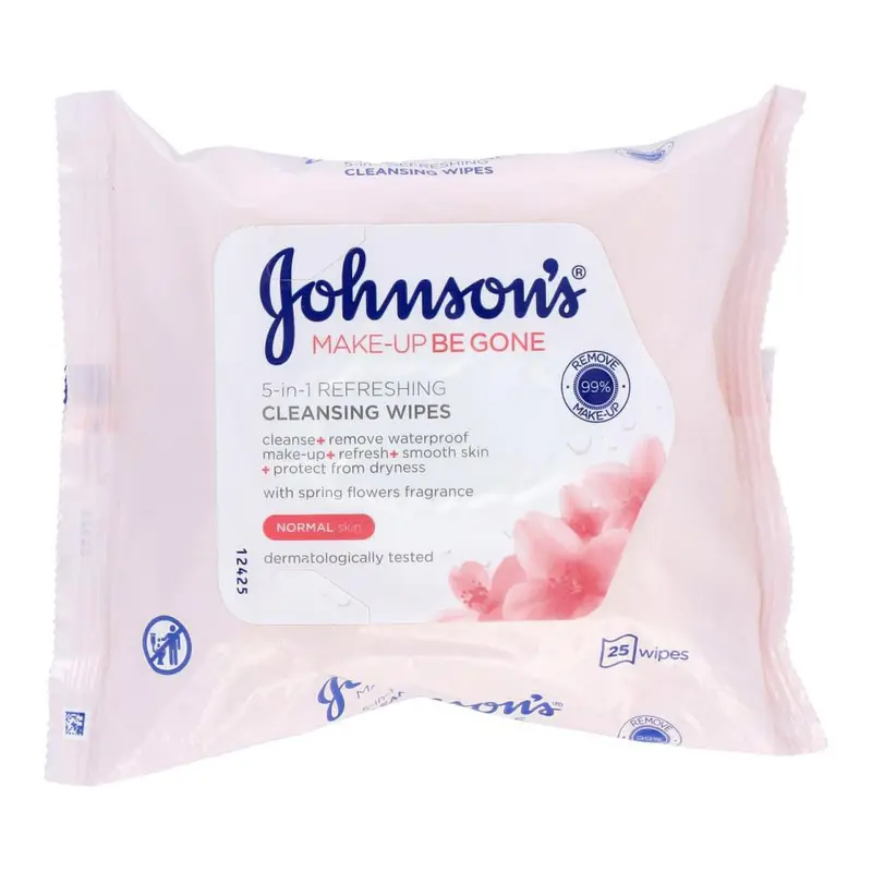 JOHNSONS Makeup Be Gone 5 in1 Refreshing Cleansing Wipes 25 Pcs