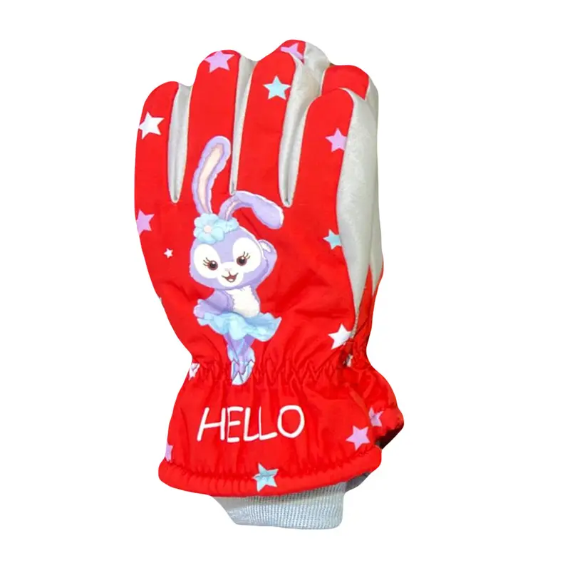Kids' Windproof Waterproof Mittens - Cute Rabbit DesignRed
