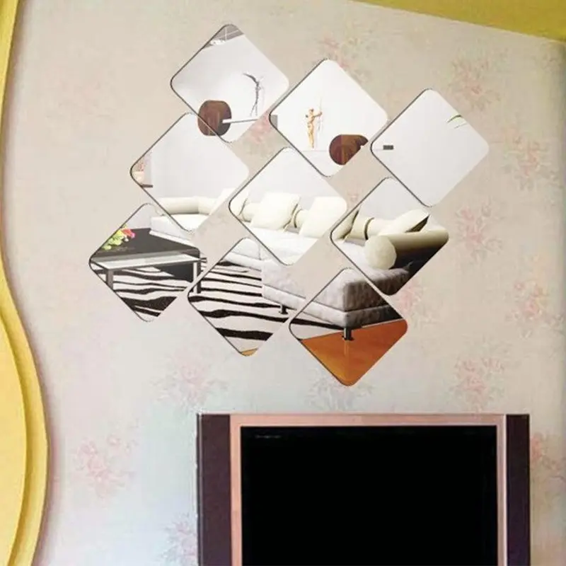 Large Wall Mirror Sticker 1 piece 40 x 40 cm- Square Shape