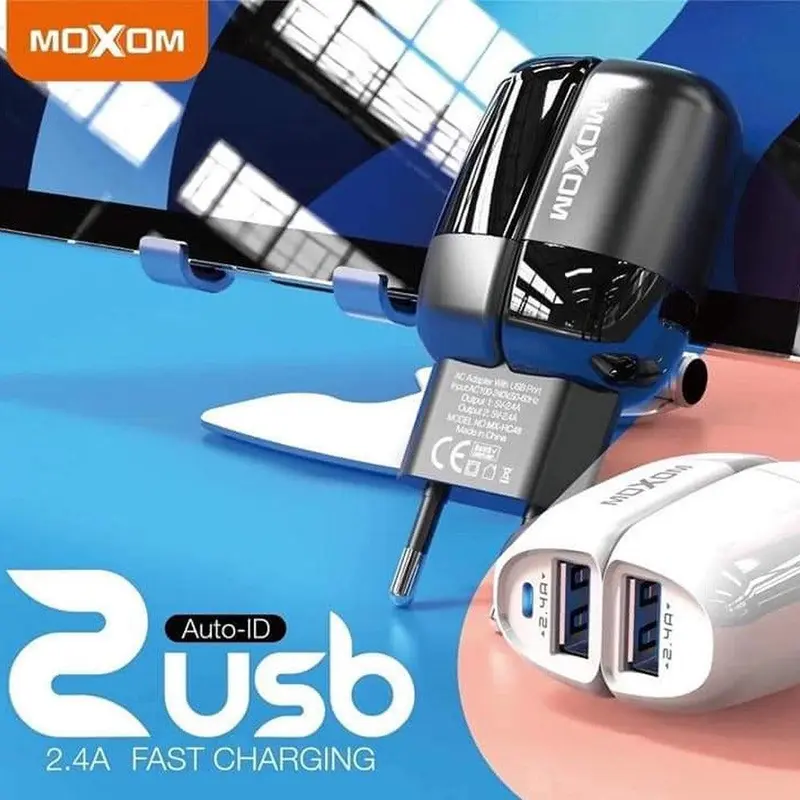 Moxom Electric Charger Two Fast Charging Ports 2.4AMicro / Black