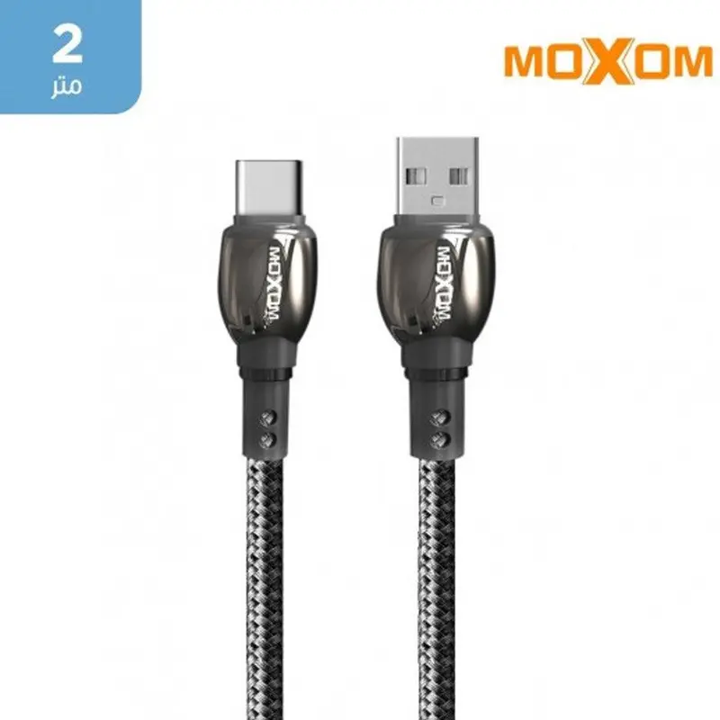 MOXOM MX-CB42 Zinc Header (2M) QC3.0 QC4.0 Fast Charging/Data Connector Zinc Header Cloth Wire Fast Data Transfer MOXOM MX-CB42 Type-C & LightningMicro / Silver