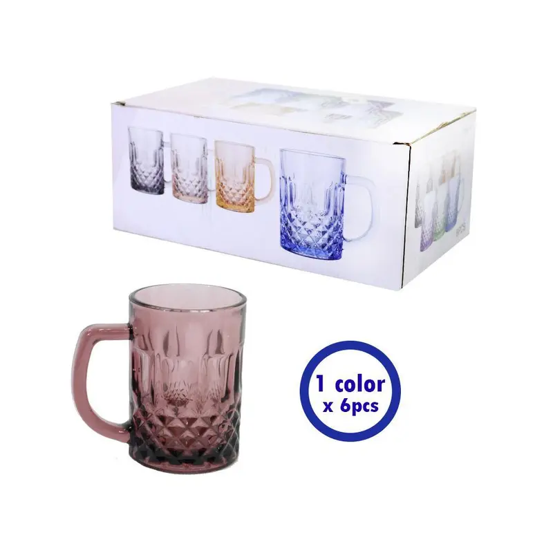 Multi Color Glass Cups *6