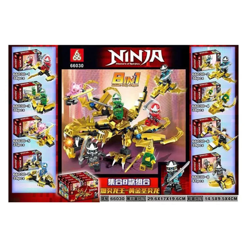 Ninja Go Yellow Dragon Building Blocks Set with 8 CharactersBlack With Sword