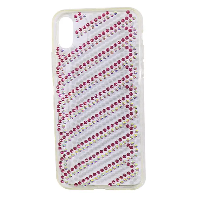 Phone Cover For Iphone X (Transparent with Strass) / AE-41Pink