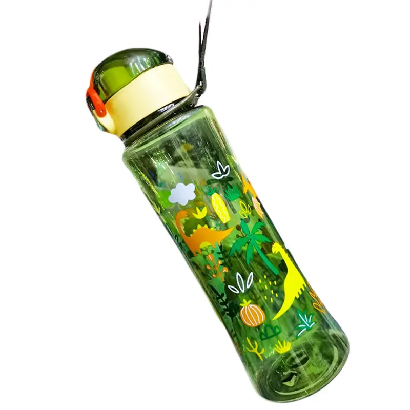 Plastic Water Bottle With Straw 600 MLBlack