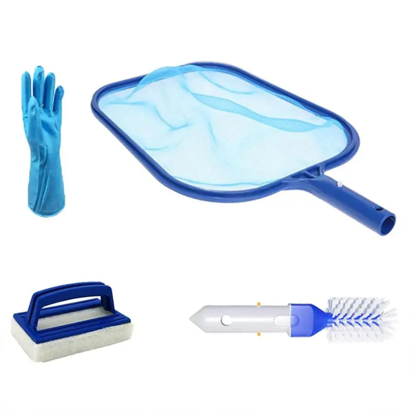 Pool Cleaning Kit 4pcs Swimming Pool Water Vacuum Cleaner with Net Brush Pond Fountain Cleaning Glove Set Pool Accessories