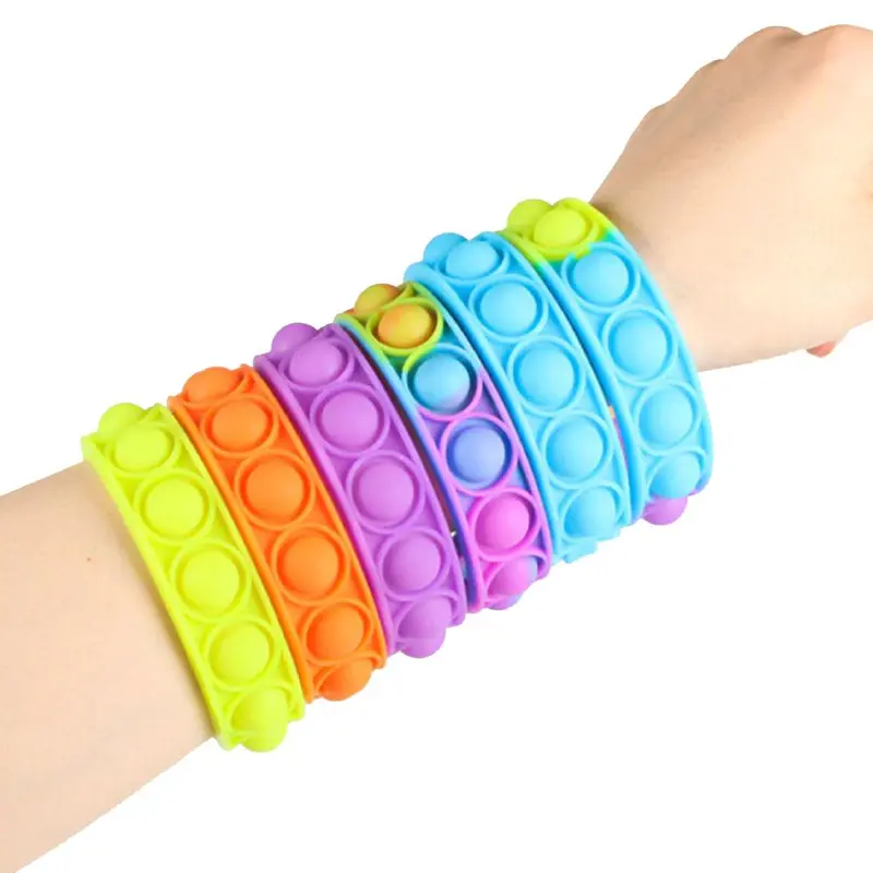 Push Pop Bubble One Color Pop It Fidget Toy 20CM Bracelet / KC-282Blue
