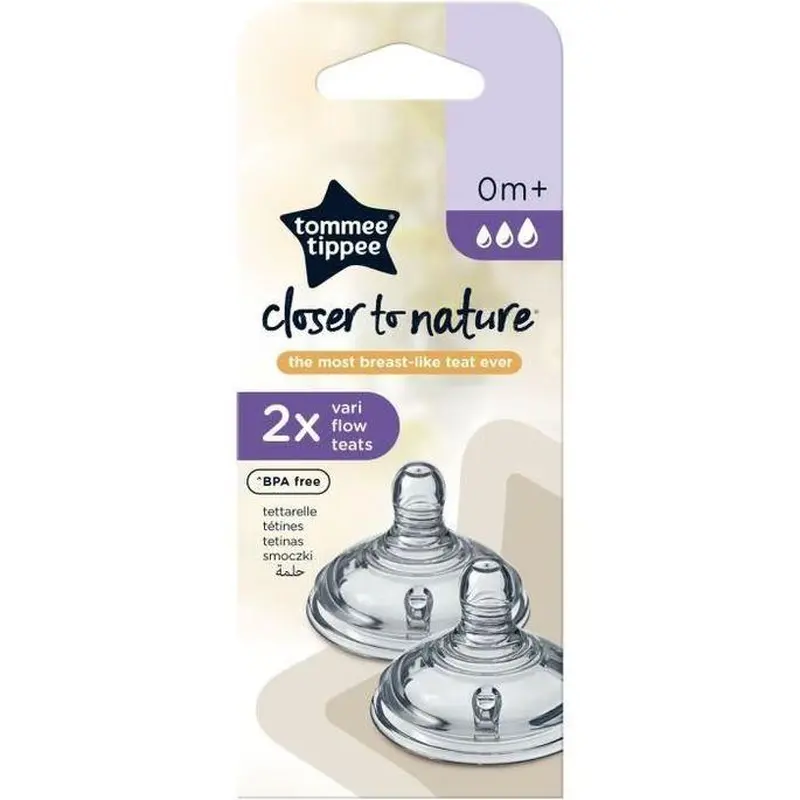 Tommee Tippee  Variable Flow Teat 0m   BPA free (2 Pack) / 45878