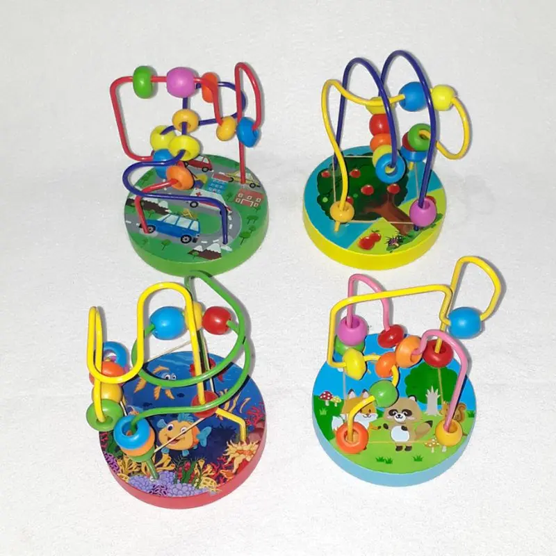 Traffic Around the Beads Children Kids Baby Colorful Wooden Mini Around Beads Educational ToyTraffic