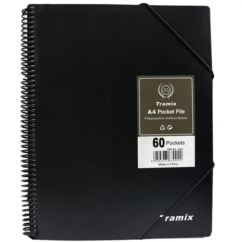 Tramix A4 Pocket File 60 Pockets / 3060 / P-286 / P120 / 630953Black
