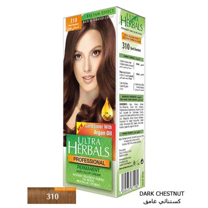 Ultra Herbals Professional Hair Color Cream 310 Dark Chestnut