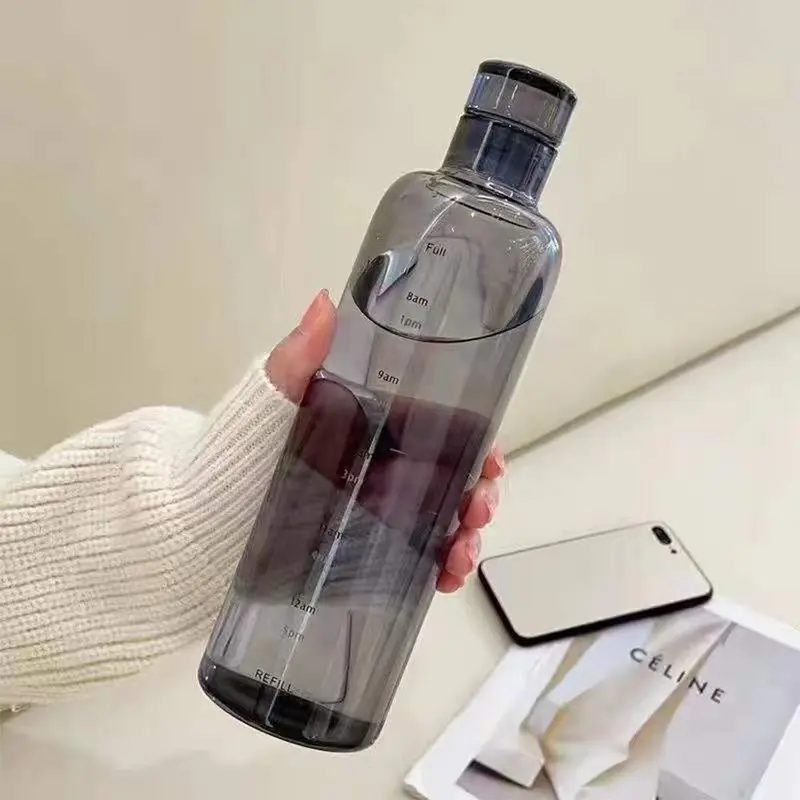Transparent With Time Scale Water Bottle Creative Plastic Drink Cup 500ml / 22FK221Transparent
