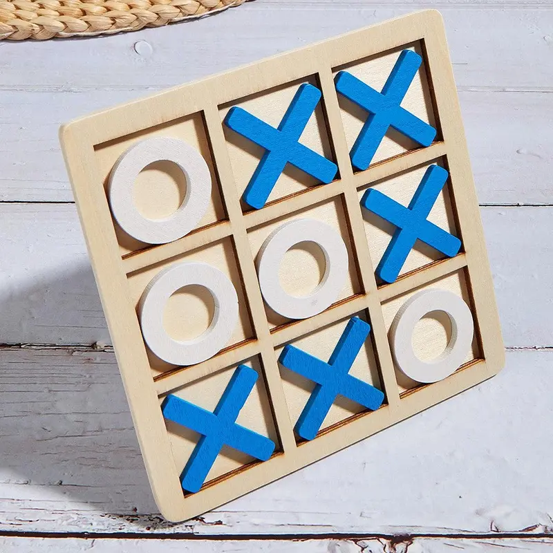Wooden Tic Tac Toe: The Brain-Boosting Board Game for KidsBlue And White