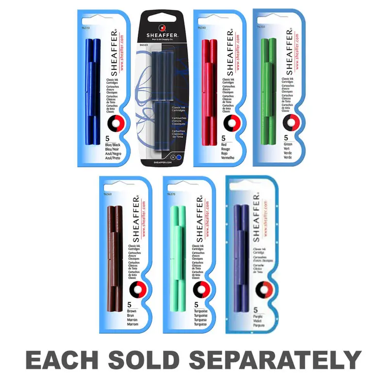 Skrip Fountain Pen Ink Cartridges (5 Per Card)Blue