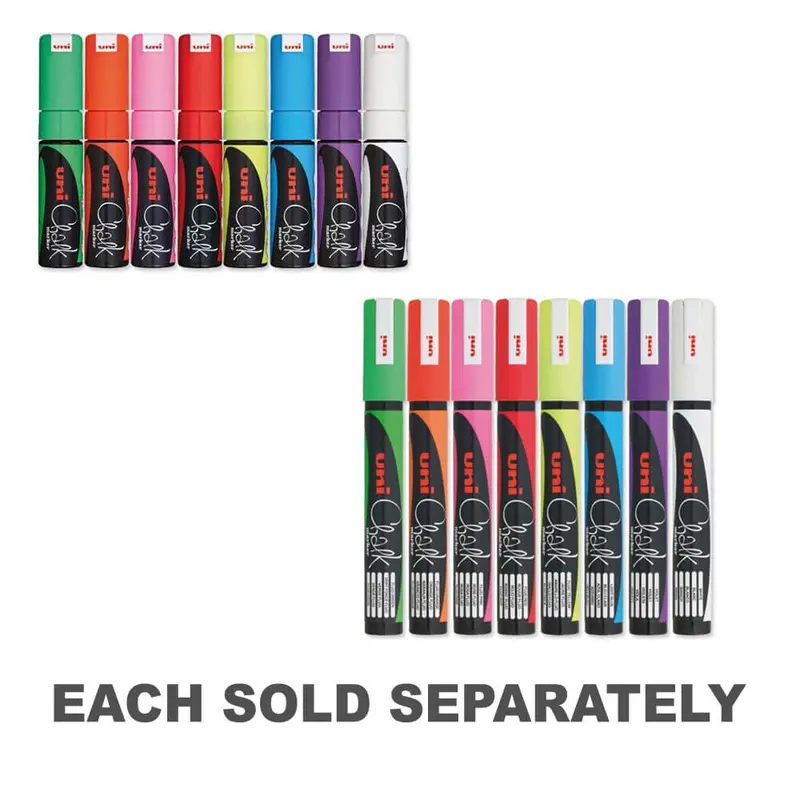 Uni Chalk Marker Assorted (12pk)8mm Chisel