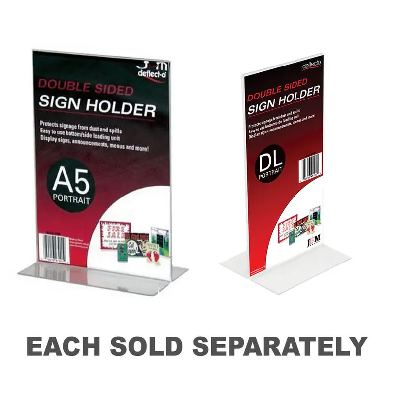 Deflecto Portrait Double Sided Stand Up Sign HolderA5