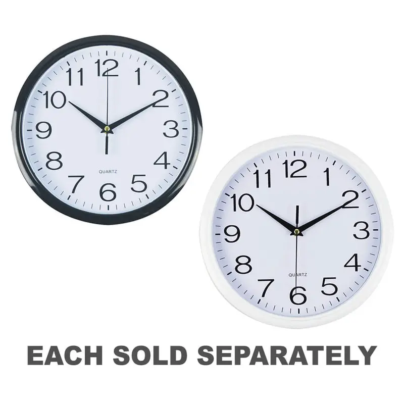 Italplast Round Clock 30cm White FaceBlack Frame