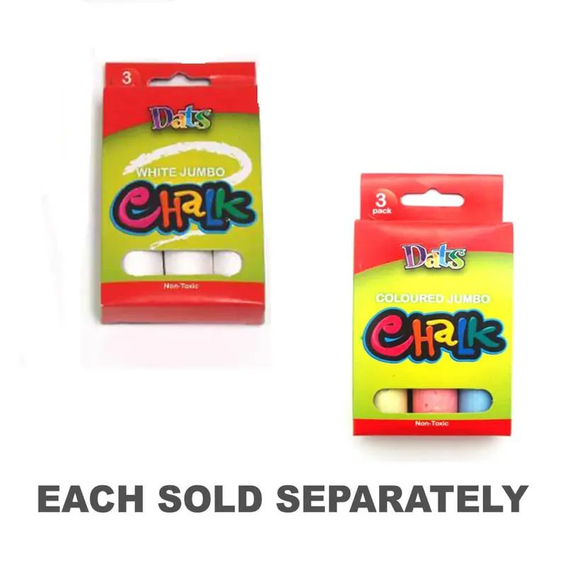 Dats Non-toxic Jumbo Chalk (3pk)Coloured