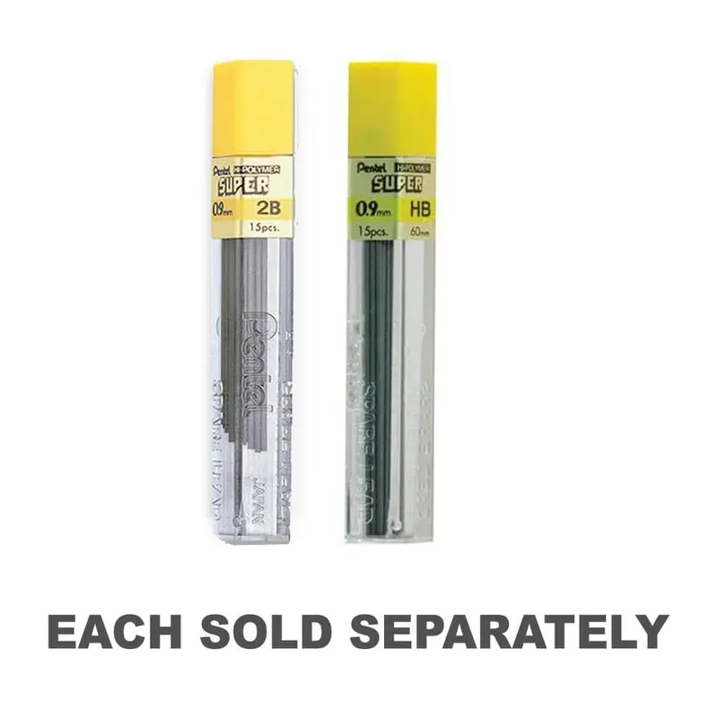 Pentel Hi-Polymer Lead Refill 0.9mm (Box of 12)2B