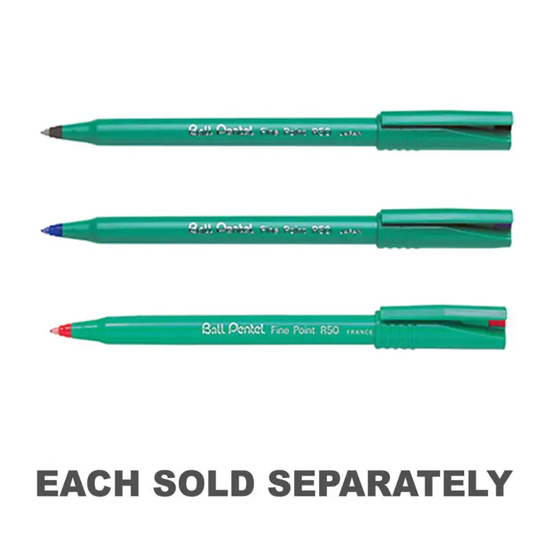 Pentel R50 Fine Rollerball Pen 0.8mm (Box of 12)Black