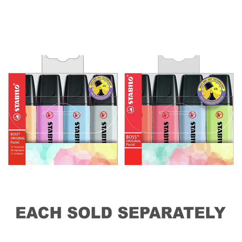 Stabilo Boss Pastel Highlighter (Pack of 4)B/L/R/P