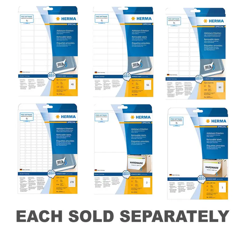 Herma Removable Labels A4 25pc (White)45.7x21.2mm