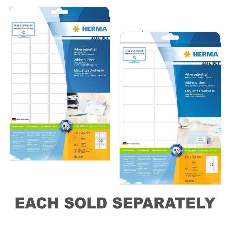Herma Premium Address Labels A4 38.1mm 25pc38.1x21.2mm